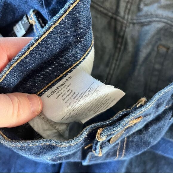 Carhartt Men's 38 x 30 Dark Wash Denim Jeans. - Picture 6 of 8